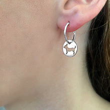 Load image into Gallery viewer, Chihuahua Charm Hoop Earrings - Silver/14K Gold-Plated |Line Circle