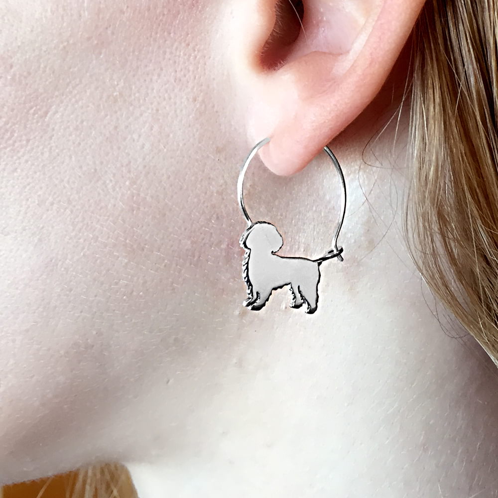 Shih Tzu Earrings Silver 14K Gold Plated Shih Tzu Hoop