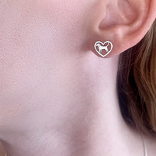 Load image into Gallery viewer, Beagle Necklace and Stud Earrings SET - Silver/14K Gold-Plated |Heart