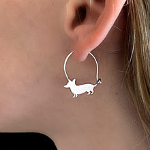Load image into Gallery viewer, Corgi Hoop Earrings - Silver/14K Gold-Plated |Line - WeeShopyDog
