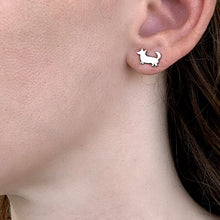Load image into Gallery viewer, Corgi Necklace and Stud Earrings SET - Silver/14K Gold-Plated |Cardigan