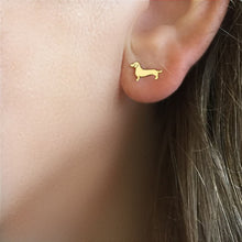 Load image into Gallery viewer, Dachshund Necklace and Stud Earrings SET - Silver/14K Gold-Plated |Line - WeeShopyDog