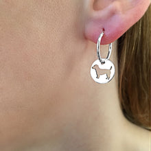 Load image into Gallery viewer, Jack Russell Hoop Dangle Earrings - Silver - WeeShopyDog
