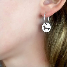 Load image into Gallery viewer, Dachshund Necklace and Hoop Earrings SET - Silver |Line Circle - WeeShopyDog