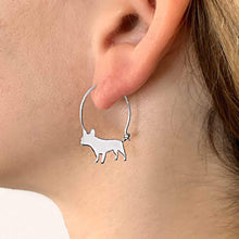 Load image into Gallery viewer, French Bulldog Hoop Earrings - Silver/14K Gold-Plated |Line - WeeShopyDog
