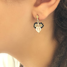 Load image into Gallery viewer, Boho Wings - 14K Gold Filled and Black Agate - Dangle Stud Earrings - WeeShopyDog