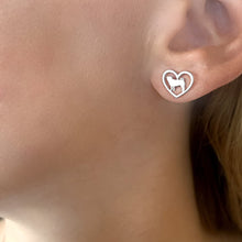Load image into Gallery viewer, Pug Necklace and Stud Earrings SET - Silver/14K Gold-Plated |Heart