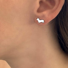 Load image into Gallery viewer, Corgi Necklace and Stud Earrings SET - Silver/14K Gold-Plated |Line - WeeShopyDog