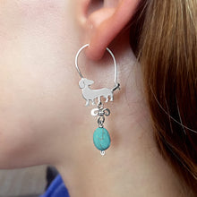 Load image into Gallery viewer, Dachshund Hoop Earrings - Silver and Turquoise |Beauty - WeeShopyDog