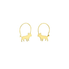 Load image into Gallery viewer, French Bulldog Hoop Earrings - Silver/14K Gold-Plated |Line - WeeShopyDog