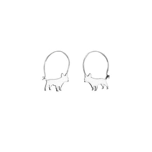 French Bulldog Hoop Earrings - Silver/14K Gold-Plated |Line - WeeShopyDog