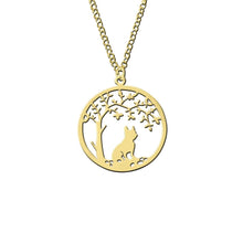 Load image into Gallery viewer, French Bulldog Little Tree Of Life Pendant Necklace - Silver/14K Gold-Plated - WeeShopyDog

