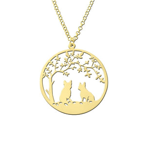 French Bulldog Tree Of Life Pendant Necklace - Silver/14K Gold-Plated - WeeShopyDog