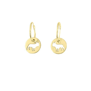 French Bulldog Hoop Dangle Earrings - 14K Gold-Plated - WeeShopDog