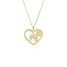 Load image into Gallery viewer, French Bulldog Necklace - 14k Gold Plated Heart Pendant - WeeShopyDog
