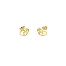 Load image into Gallery viewer, French Bulldog Stud Earrings - 14K Gold-Plated Heart - WeeShopyDog

