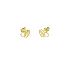 Load image into Gallery viewer, French Bulldog Stud Earrings - 14K Gold-Plated Heart - WeeShopyDog