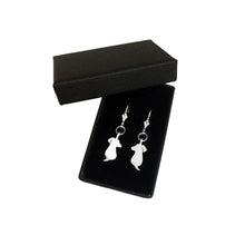Load image into Gallery viewer, Dachshund Dangle Leverback Earrings - Silver |Friend - WeeShopyDog