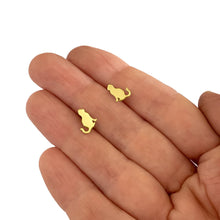 Load image into Gallery viewer, Cat Earrings - 14k Gold-Plated Sit Cat Stud Earrings - WeeShopyDog