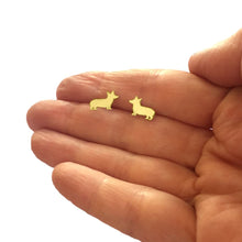 Load image into Gallery viewer, Corgi Stud Earrings - Silver/14K Gold-Plated |Line - WeeShopyDog