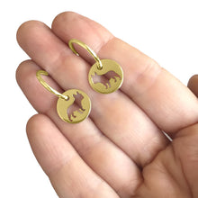 Load image into Gallery viewer, French Bulldog Hoop Dangle Earrings - 14K Gold-Plated - WeeShopDog