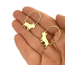 Load image into Gallery viewer, French Bulldog Hoop Earrings - Silver/14K Gold-Plated |Line - WeeShopyDog
