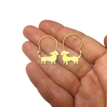Load image into Gallery viewer, Dachshund Hoop Earrings - Silver/14K Gold-Plated |Beauty - WeeShopyDog