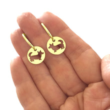 Load image into Gallery viewer, Cardigan Corgi Charm Hoop Earrings - 14K Gold Plated - WeeShopyDog
