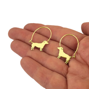 Jack Russell Necklace and Hoop Earrings SET - Silver/14K Gold-Plated |Line