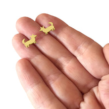 Load image into Gallery viewer, Corgi Necklace and Stud Earrings SET - Silver/14K Gold-Plated |Cardigan