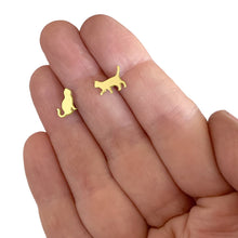 Load image into Gallery viewer, Cat Earrings - 14K Gold-Plated Sitting Cat Stud Earrings - WeeShopyDog