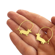 Load image into Gallery viewer, Corgi Hoop Earrings - Silver/14K Gold-Plated |Line - WeeShopyDog