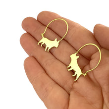Load image into Gallery viewer, French Bulldog Necklace and Hoop Earrings SET - Silver/14K Gold-Plated |Line