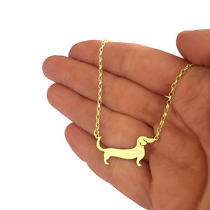 Dachshund Pendant Necklace - Silver/14K Gold-Plated |Line - WeeShopyDog