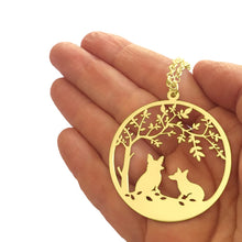 Load image into Gallery viewer, Corgi Tree Of Life Pendant Necklace - Silver/14K Gold-Plated - WeeShopyDog
