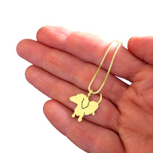 Load image into Gallery viewer, Dachshund Pendant Necklace - Silver/14K Gold-Plated |Up - WeeShopyDog
