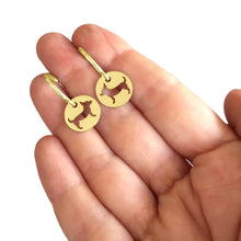 Load image into Gallery viewer, Chihuahua Charm Hoop Earrings - Silver/14K Gold-Plated |Line Circle