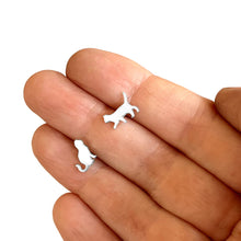 Load image into Gallery viewer, Cat Earrings - Silver Sitting Cat Earrings - WeeShopyDog