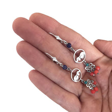 Load image into Gallery viewer, Dachshund Dangle Earrings - Silver and Chandelier Gemstones |Dog Circle - WeeShopyDog