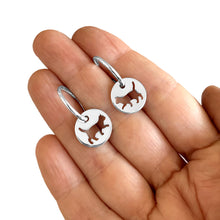 Load image into Gallery viewer, Cat Charm Hoop Earrings - Silver - WeeShopyDog