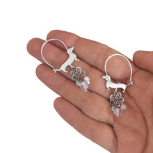 Load image into Gallery viewer, Dachshund Hoop Earrings - Silver and Opalite |Line - WeeShopyDog