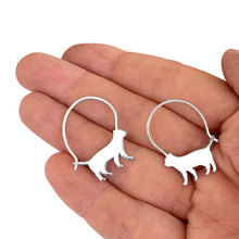 Load image into Gallery viewer, Cat Earrings - Silver Hoop - WeeShopyDog