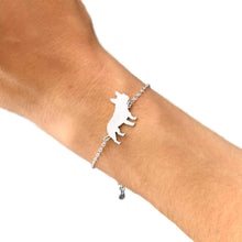 Load image into Gallery viewer, French Bulldog Bracelet - Silver/14K Gold-Plated |Line - WeeShopyDog
