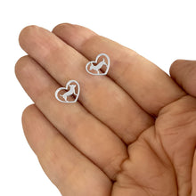 Load image into Gallery viewer, Chihuahua Stud Earrings - Silver Heart - WeeShopyDog