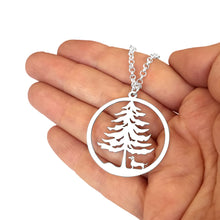 Load image into Gallery viewer, Dachshund Christmas Tree Pendant Necklace - Silver/14K Gold-Plated - WeeShopyDog