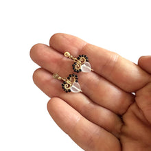 Load image into Gallery viewer, Boho Wings - 14K Gold Filled and Black Agate - Dangle Stud Earrings - WeeShopyDog