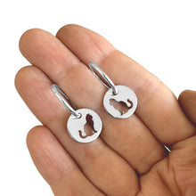 Load image into Gallery viewer, Cat Charm Hoop Earrings - Silver - WeeShopyDog