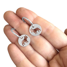 Load image into Gallery viewer, French Bulldog Hoop Dangle Earrings - Silver - WeeShopDog