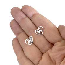 Load image into Gallery viewer, Poodle Stud Earrings - Silver Heart - WeeShopyDog