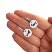Load image into Gallery viewer, Dachshund Necklace and Hoop Earrings SET - Silver |Line Circle - WeeShopyDog